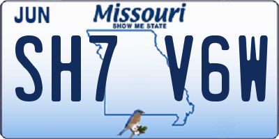 MO license plate SH7V6W