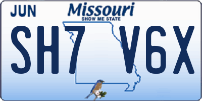 MO license plate SH7V6X