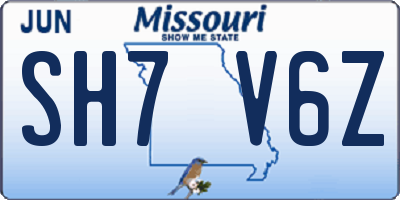 MO license plate SH7V6Z