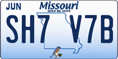 MO license plate SH7V7B