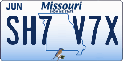 MO license plate SH7V7X
