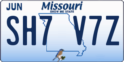 MO license plate SH7V7Z