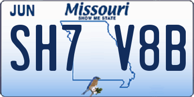 MO license plate SH7V8B