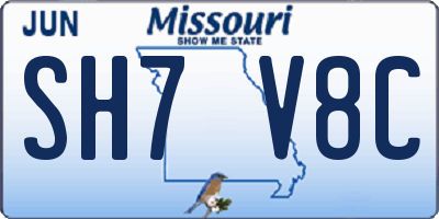 MO license plate SH7V8C
