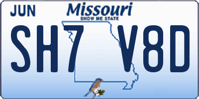 MO license plate SH7V8D
