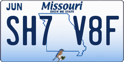 MO license plate SH7V8F
