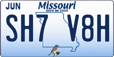 MO license plate SH7V8H