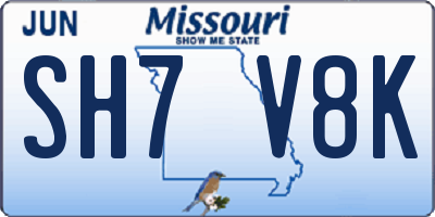MO license plate SH7V8K