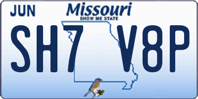 MO license plate SH7V8P