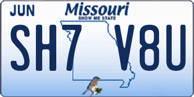 MO license plate SH7V8U