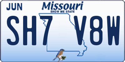 MO license plate SH7V8W