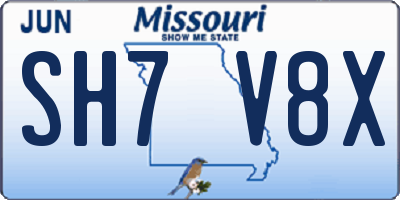 MO license plate SH7V8X