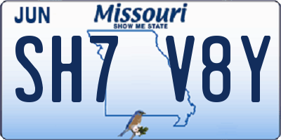 MO license plate SH7V8Y