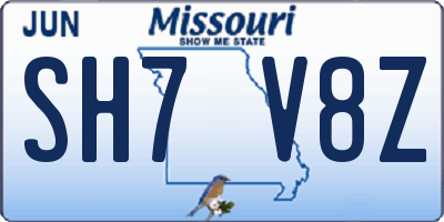 MO license plate SH7V8Z