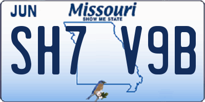MO license plate SH7V9B