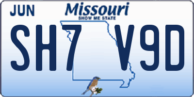 MO license plate SH7V9D
