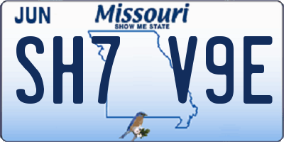 MO license plate SH7V9E