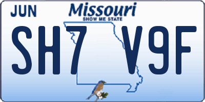 MO license plate SH7V9F