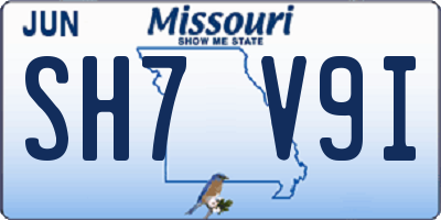 MO license plate SH7V9I