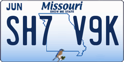 MO license plate SH7V9K