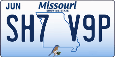 MO license plate SH7V9P