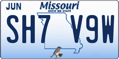 MO license plate SH7V9W