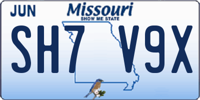MO license plate SH7V9X