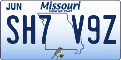 MO license plate SH7V9Z