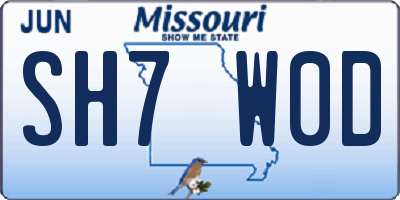 MO license plate SH7W0D