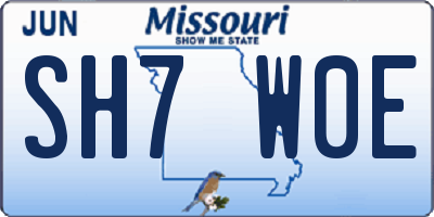 MO license plate SH7W0E