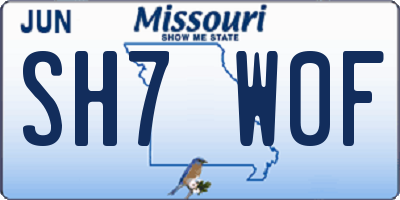 MO license plate SH7W0F