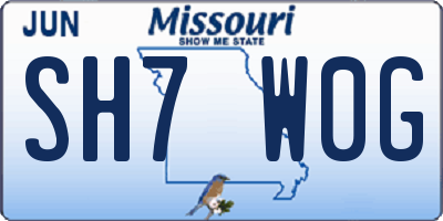 MO license plate SH7W0G
