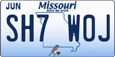 MO license plate SH7W0J