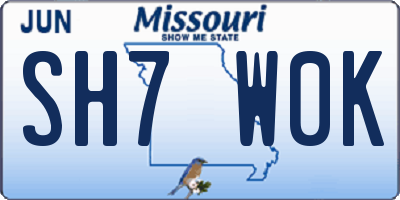 MO license plate SH7W0K