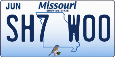 MO license plate SH7W0O