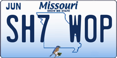 MO license plate SH7W0P