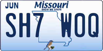 MO license plate SH7W0Q