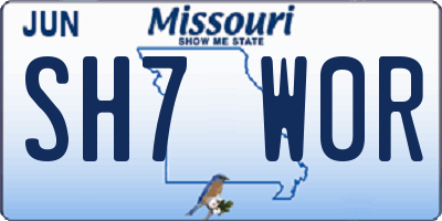 MO license plate SH7W0R