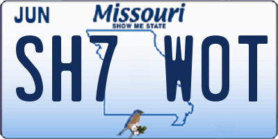 MO license plate SH7W0T
