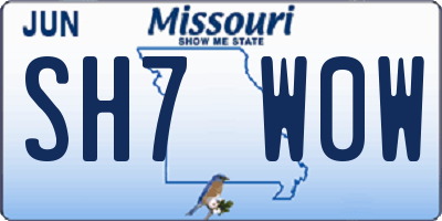 MO license plate SH7W0W