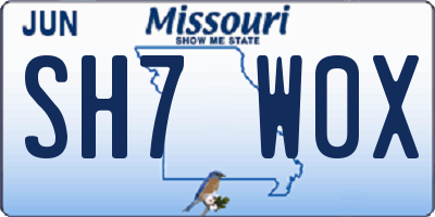 MO license plate SH7W0X