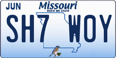 MO license plate SH7W0Y
