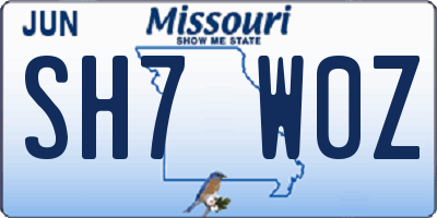 MO license plate SH7W0Z
