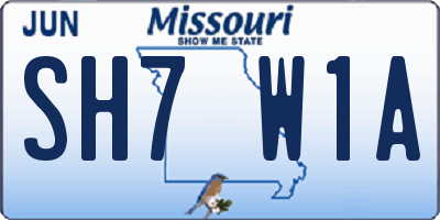 MO license plate SH7W1A