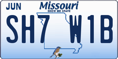 MO license plate SH7W1B