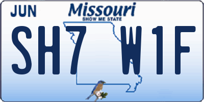 MO license plate SH7W1F