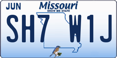 MO license plate SH7W1J