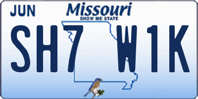 MO license plate SH7W1K