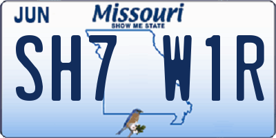 MO license plate SH7W1R
