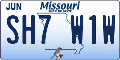 MO license plate SH7W1W